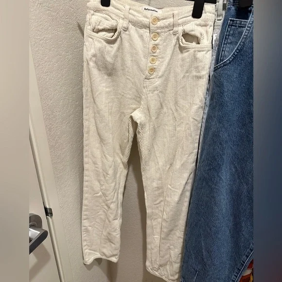 Reformation Cynthia Button Fly High Rise Straight Corduroy Pants - Picture 5 of 7